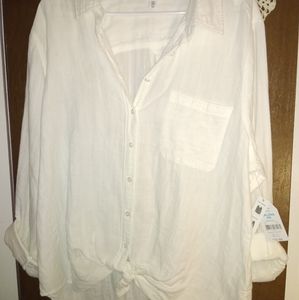 White Tie Front Blouse
